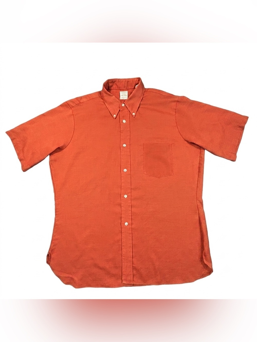 VINTAGE Arrow Shirt Men Large Orange Cum Laude Decton Oxford 60s Button Up USA